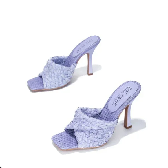 Cape Robbin Lidia Purple Woven Heeled Sandals - Picture 1 of 6